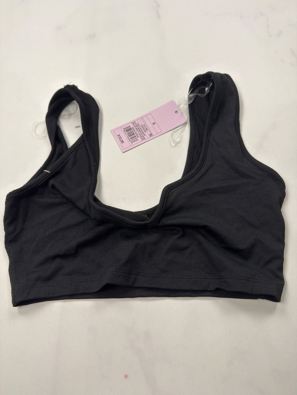 Wild Fable Sports Bra Black Ribbed Scoop Neck Stretch - Womens S NWT